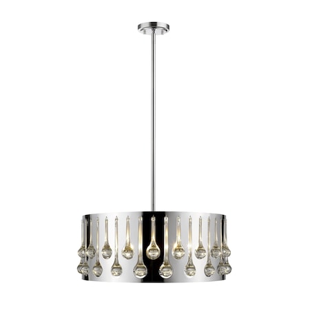 Oberon 5 Light Pendant, Chrome+ Crystal